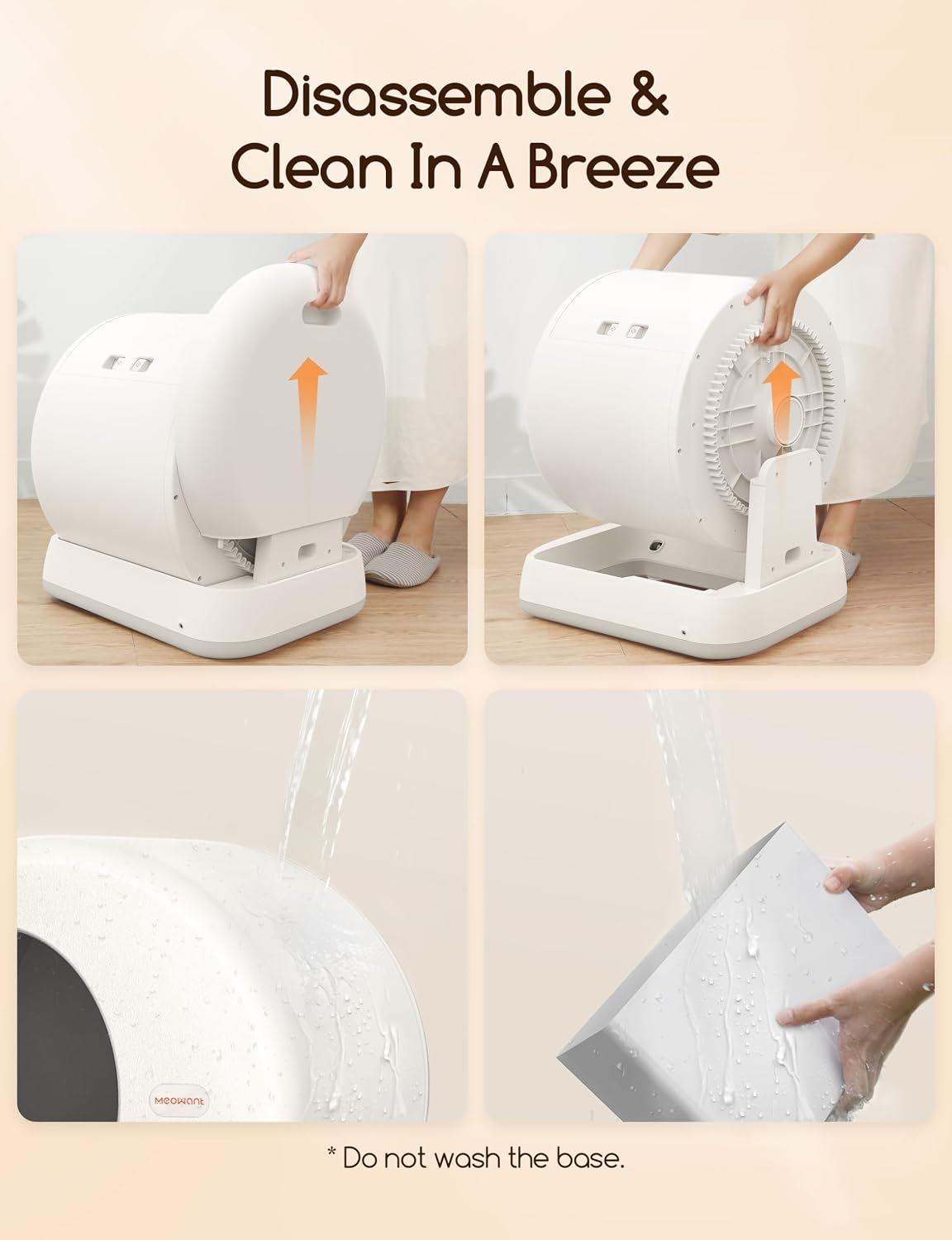 MeoWant Self Cleaning Cat Litter Tray, Integrated Safety Protection Automatic Cat Litter Tray for Multiple Cats, Extra Large/Odor Removal/APP Control Smart Robot Tray with Mat & Liner